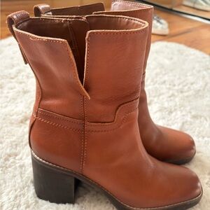 Franco Sarto Evette Tan Leather Heeled Boots size 10
